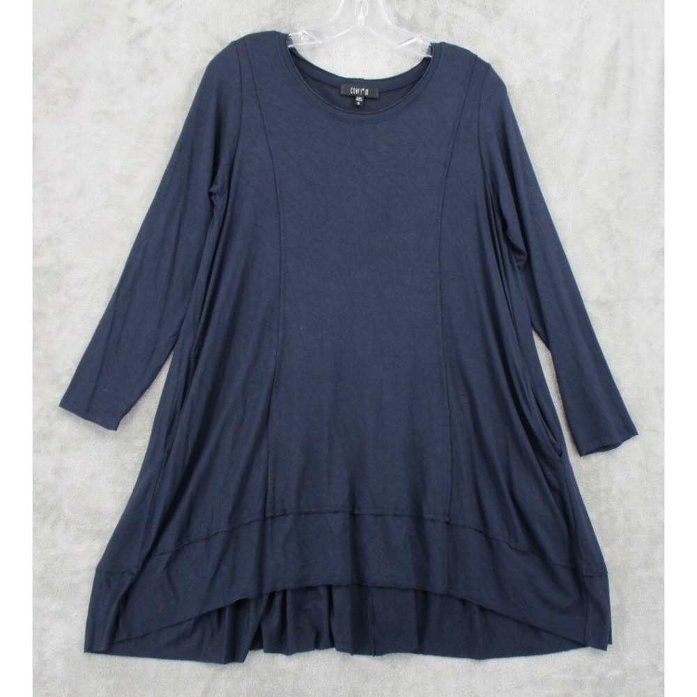 Comfy USA Top Womens Size S Boxy Relaxed Soft Knit Minimalist Lagenlook Navy